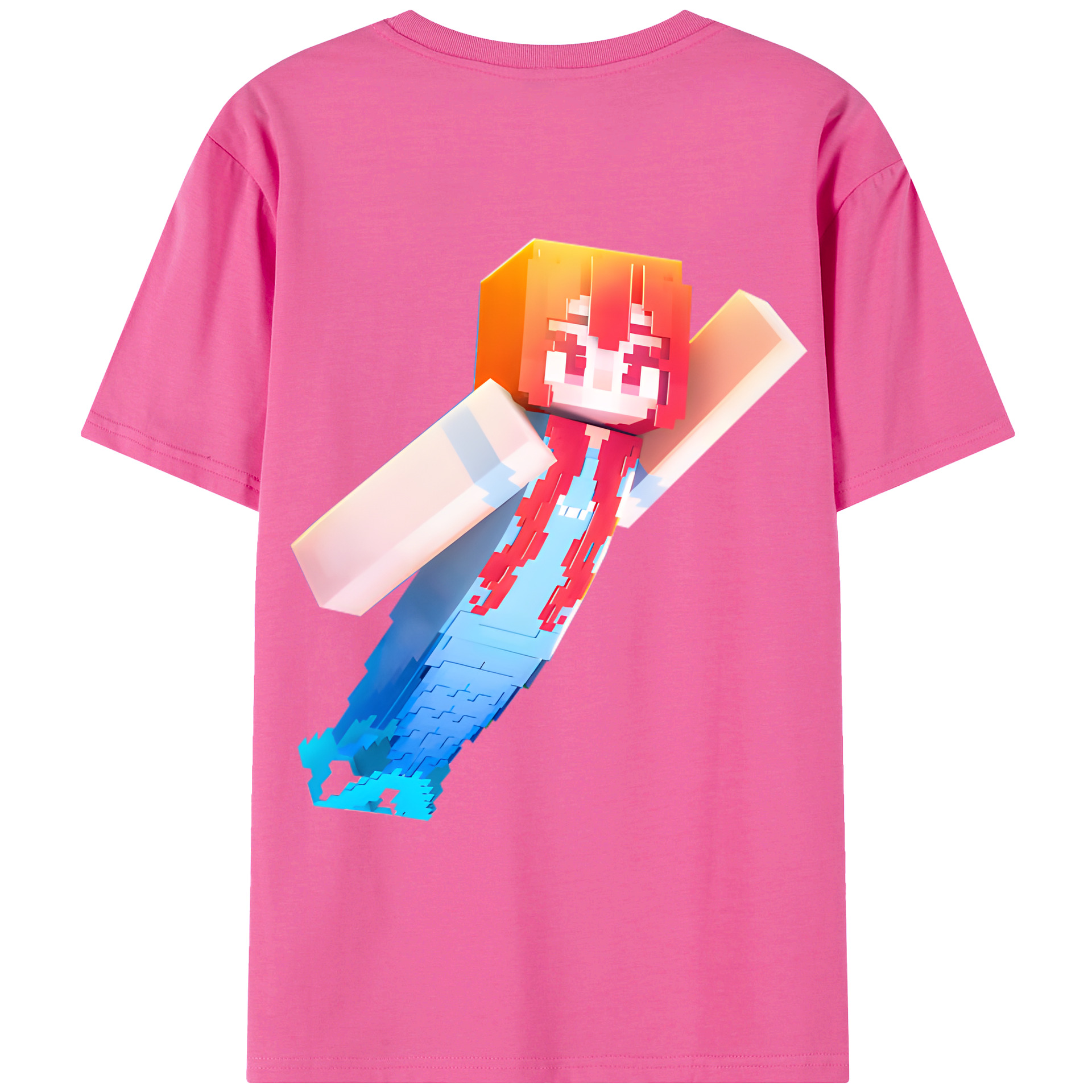 （画像用） マインクラフト ブロックの世界 Minecraft MC Block world レディース半袖Tシャツ(バックプリント)